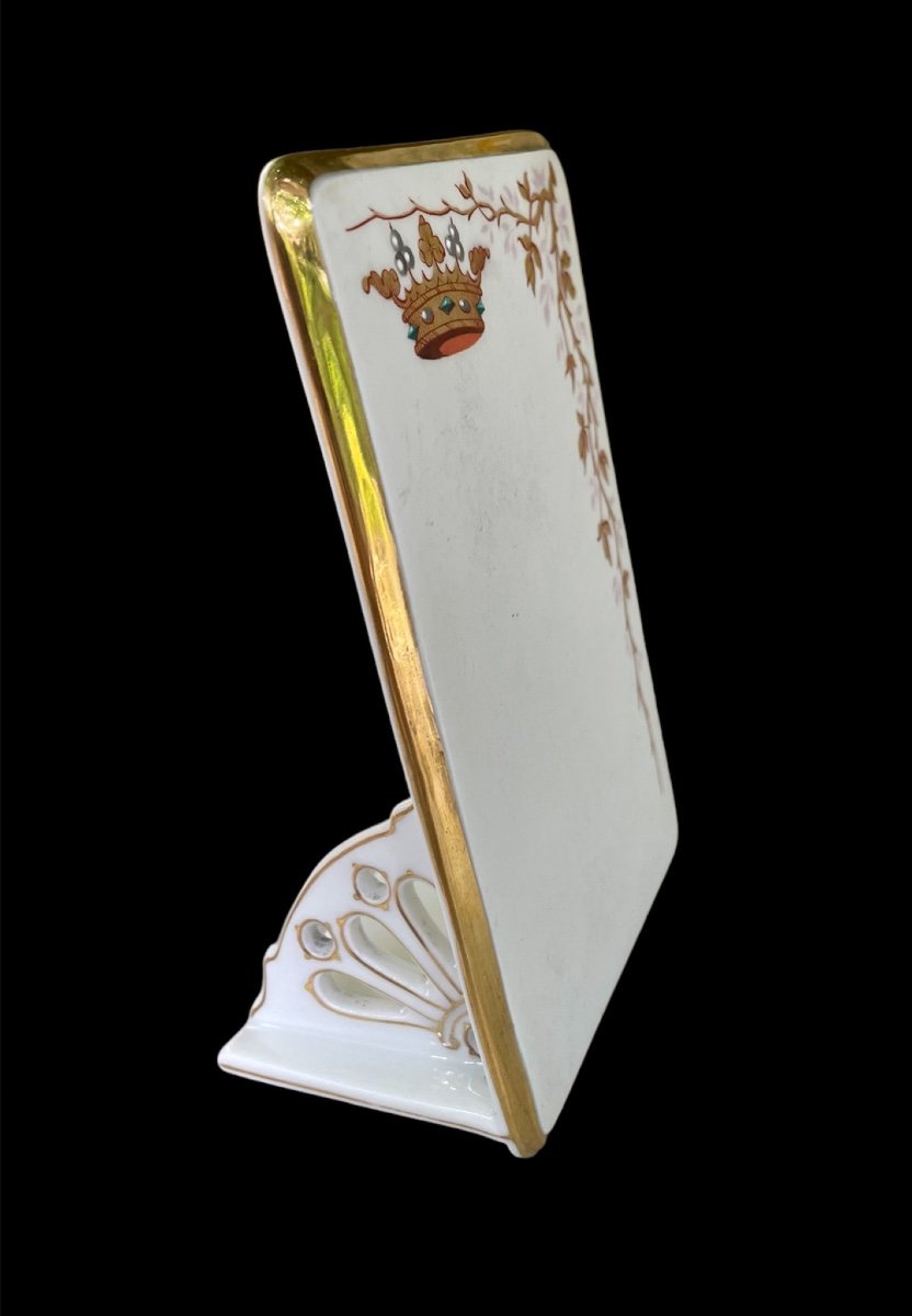 PORTE MENU  EN PORCELAINE DE PARIS COURONNE MARQUIS NOBLESSE MARQUISAT ARISTOCRATIE NOBLE-photo-2