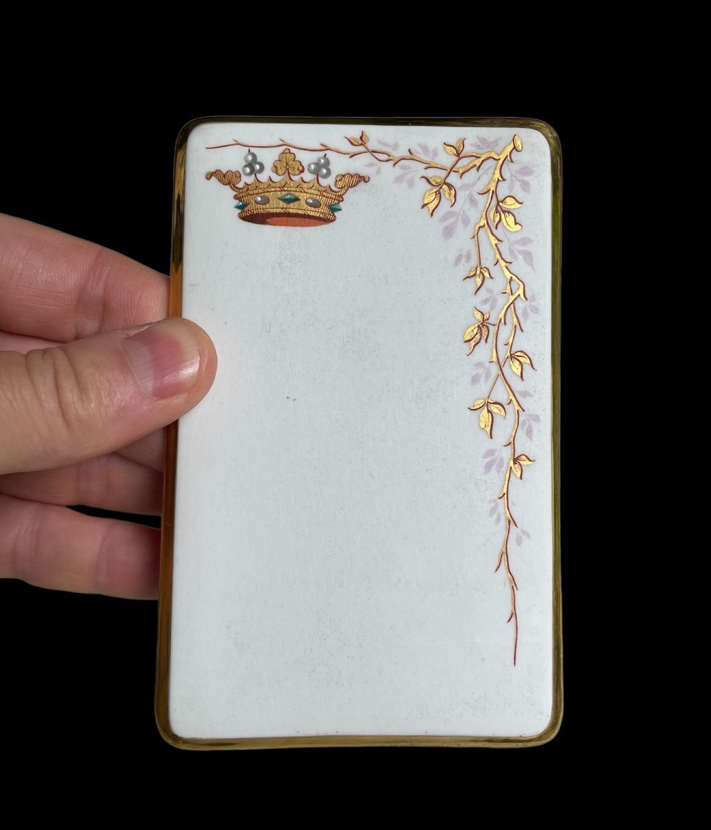 PORTE MENU  EN PORCELAINE DE PARIS COURONNE MARQUIS NOBLESSE MARQUISAT ARISTOCRATIE NOBLE-photo-2