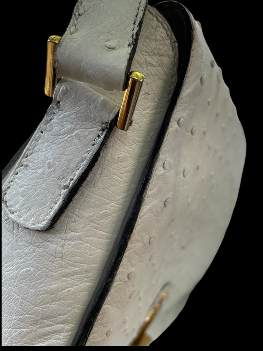 Céline Vintage Ostrich Bag With Stirrup Buckle-photo-3