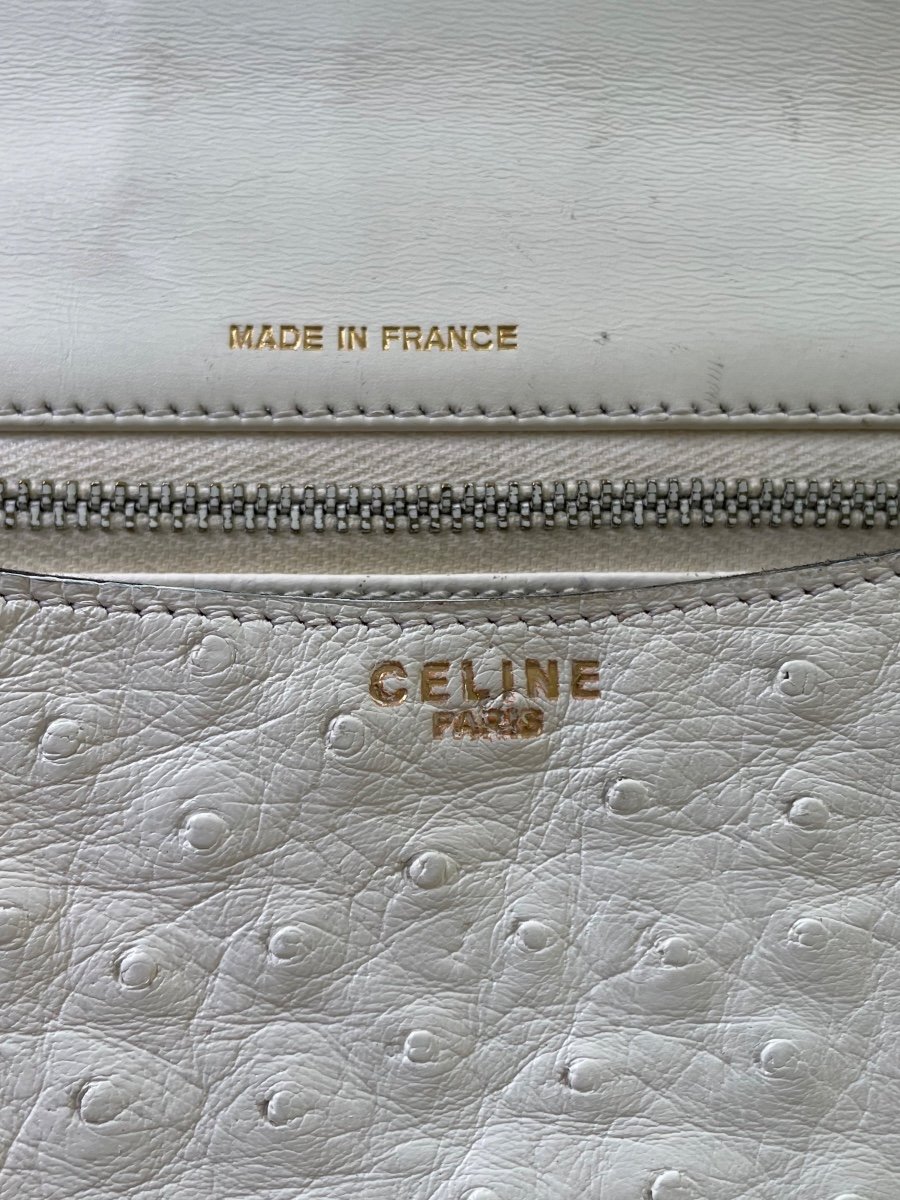 Céline Vintage Ostrich Bag With Stirrup Buckle-photo-6