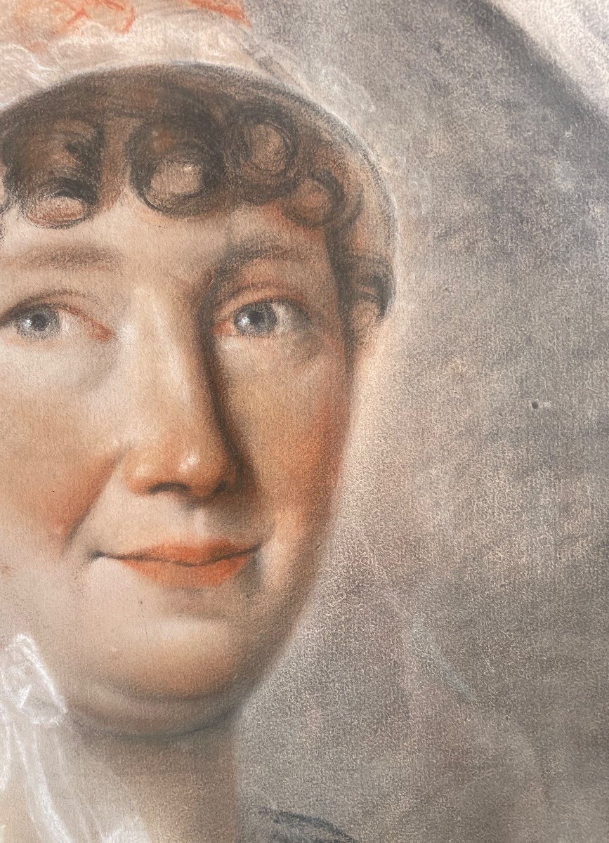 PASTEL PORTRAIT DE FEMME ÉPOQUE FIN XVIII ÈME CONSULAT EMPIRE  -photo-3