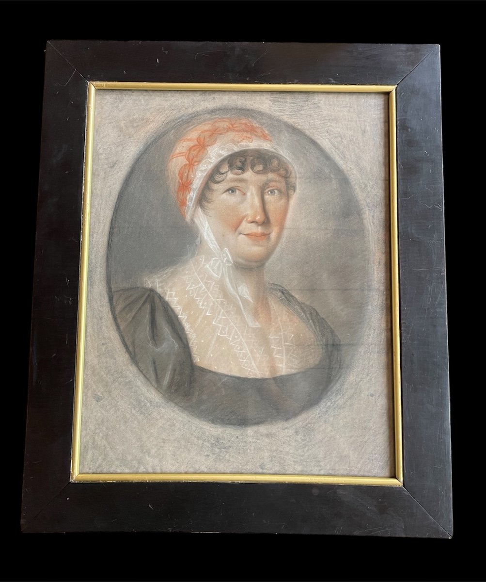 PASTEL PORTRAIT DE FEMME ÉPOQUE FIN XVIII ÈME CONSULAT EMPIRE  -photo-8