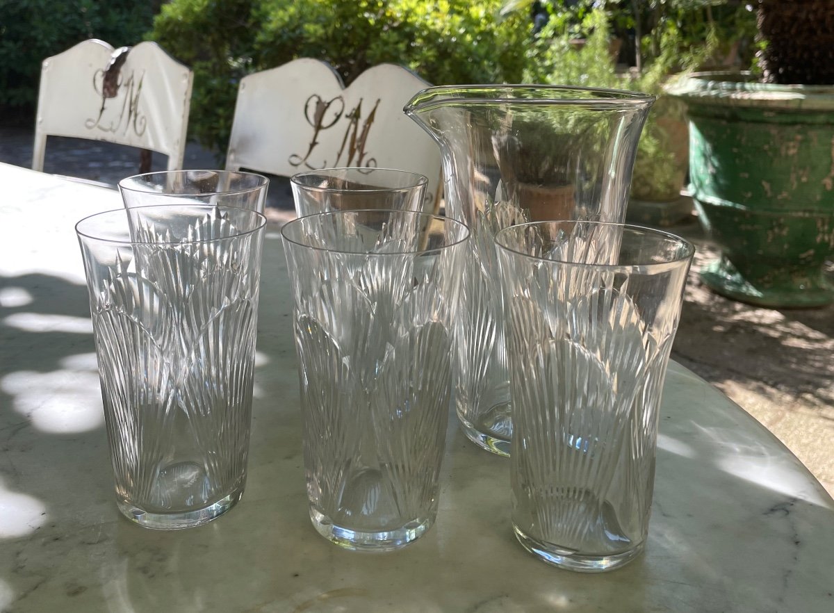 SERVICE À ORANGEADE DE LA MAISON LALIQUE FRANCE VERRE À MÉLANGE COCKTAIL CRISTAL RENÉ  LALIQUE-photo-2