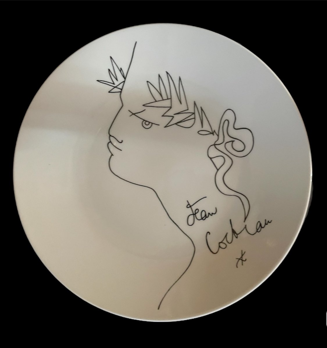 ASSIETTE JEAN COCTEAU  ORPHÉE  ÉDITION D'ART  PROMO-CERAM DESSIN PORCELAINE FRANCE 