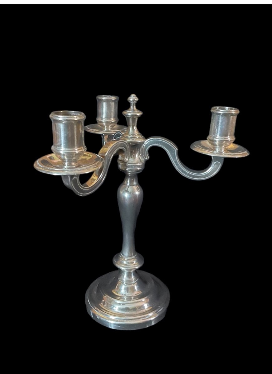Pair Of 3-arm Candlesticks Chrisotel From Maison Christofle Silver Metal  -photo-2