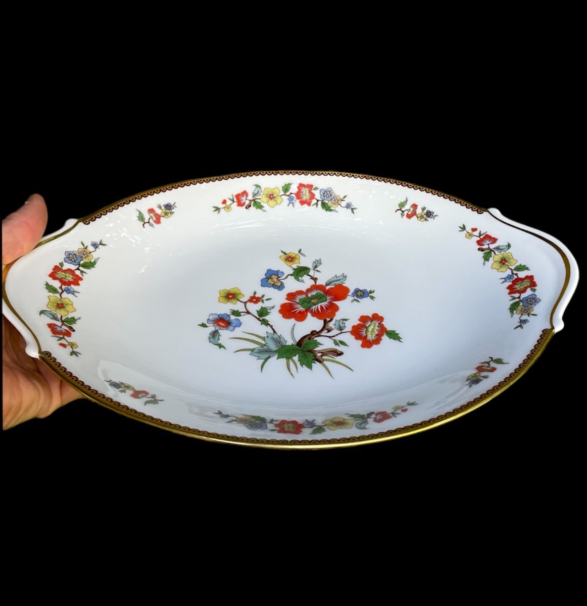 Long Dish In Limoges Porcelain From Maison Raynaud Vieux Chine Porcelain France"-photo-2