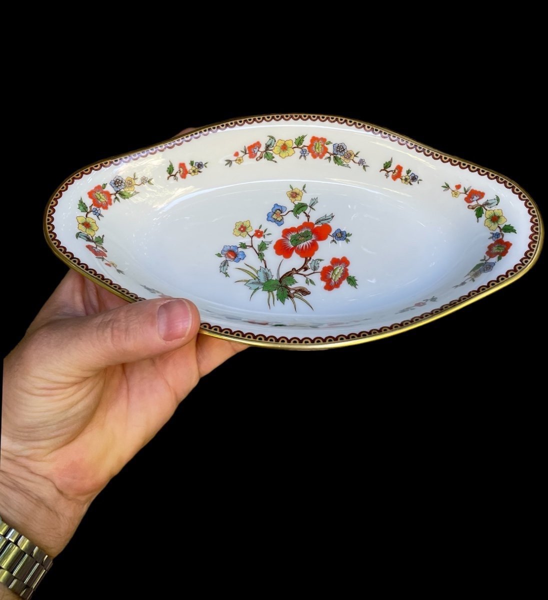 Long Dish In Limoges Porcelain From Maison Raynaud Vieux Chine Porcelain France"-photo-4