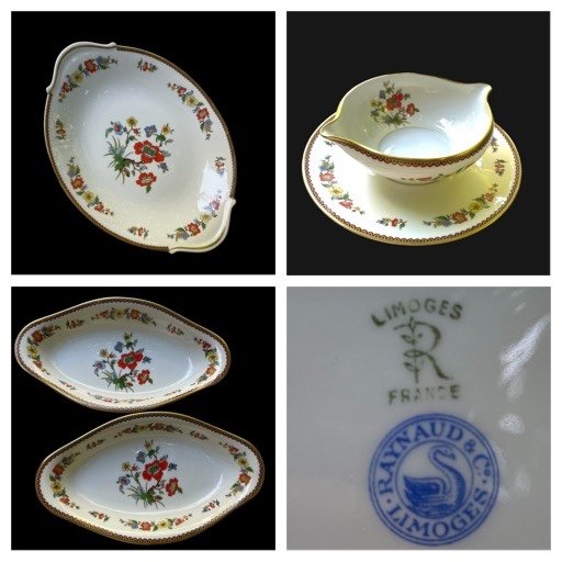 Long Dish In Limoges Porcelain From Maison Raynaud Vieux Chine Porcelain France"