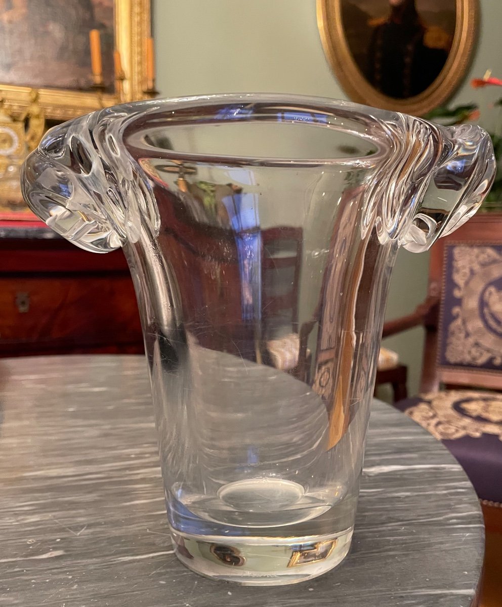 VASE  DAUM EN CRISTAL TRANSPARENT  ANNÉES 1950 -1960  DAUM CROIX DE LORRAINE FRANCE -photo-6