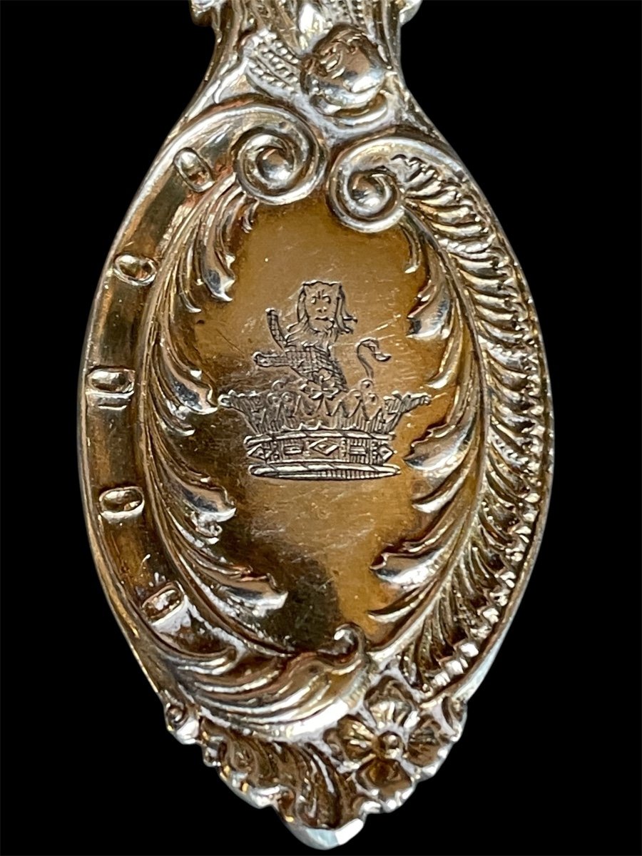 PELLE À PETITS FOURS EN MÉTAL ARGENTÉ ANGLAIS COURONNE DE MARQUIS  ARGENTERIE BLASON  NOBLE -photo-7