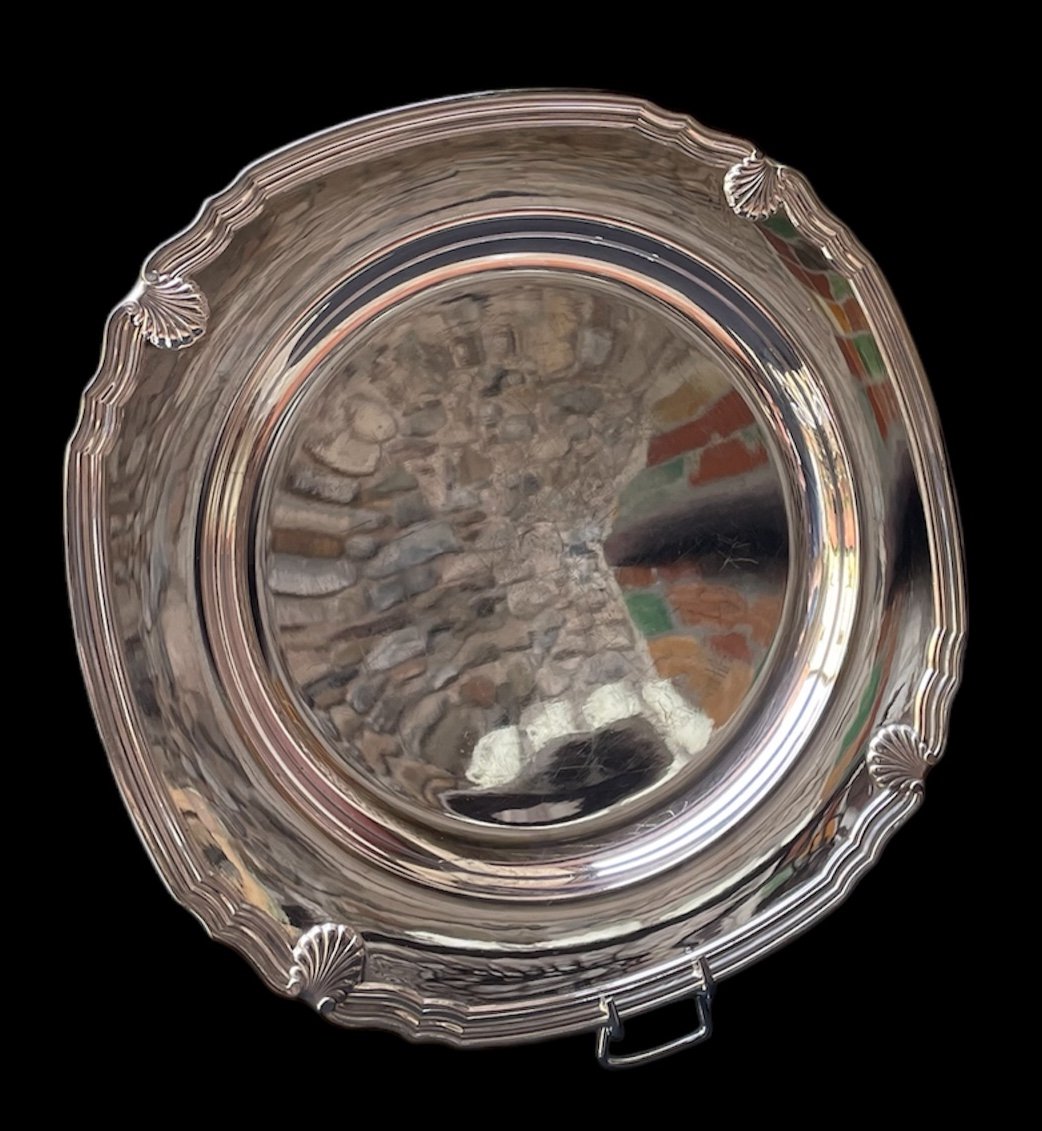 Round Dish From Maison Christofle Vendôme Model In Silver-plated Metal Gallia Argenterie France-photo-2