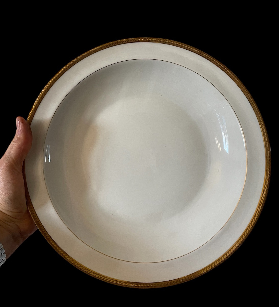 Bernardaud Table Set Laurier Model Limoges Porcelain With Gold Edging-photo-1