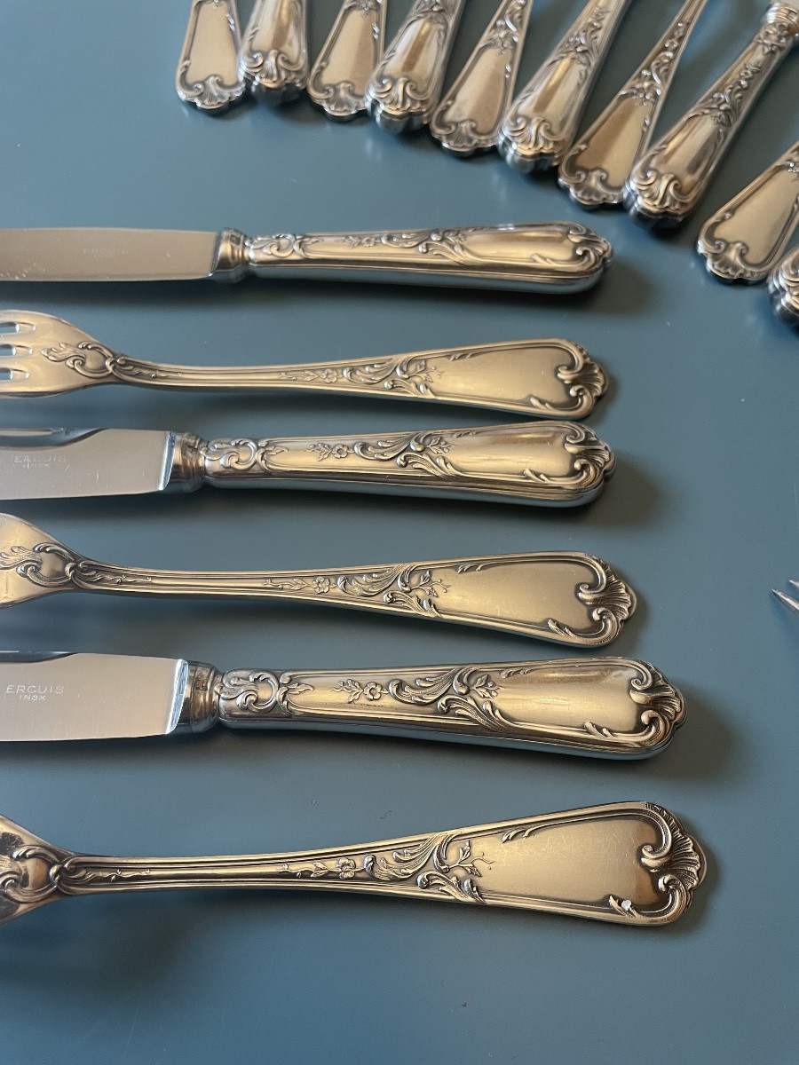 12 Dessert Settings From Maison Ercuis Silver-plated Metal Louis XV Model Silverware Silverware-photo-7