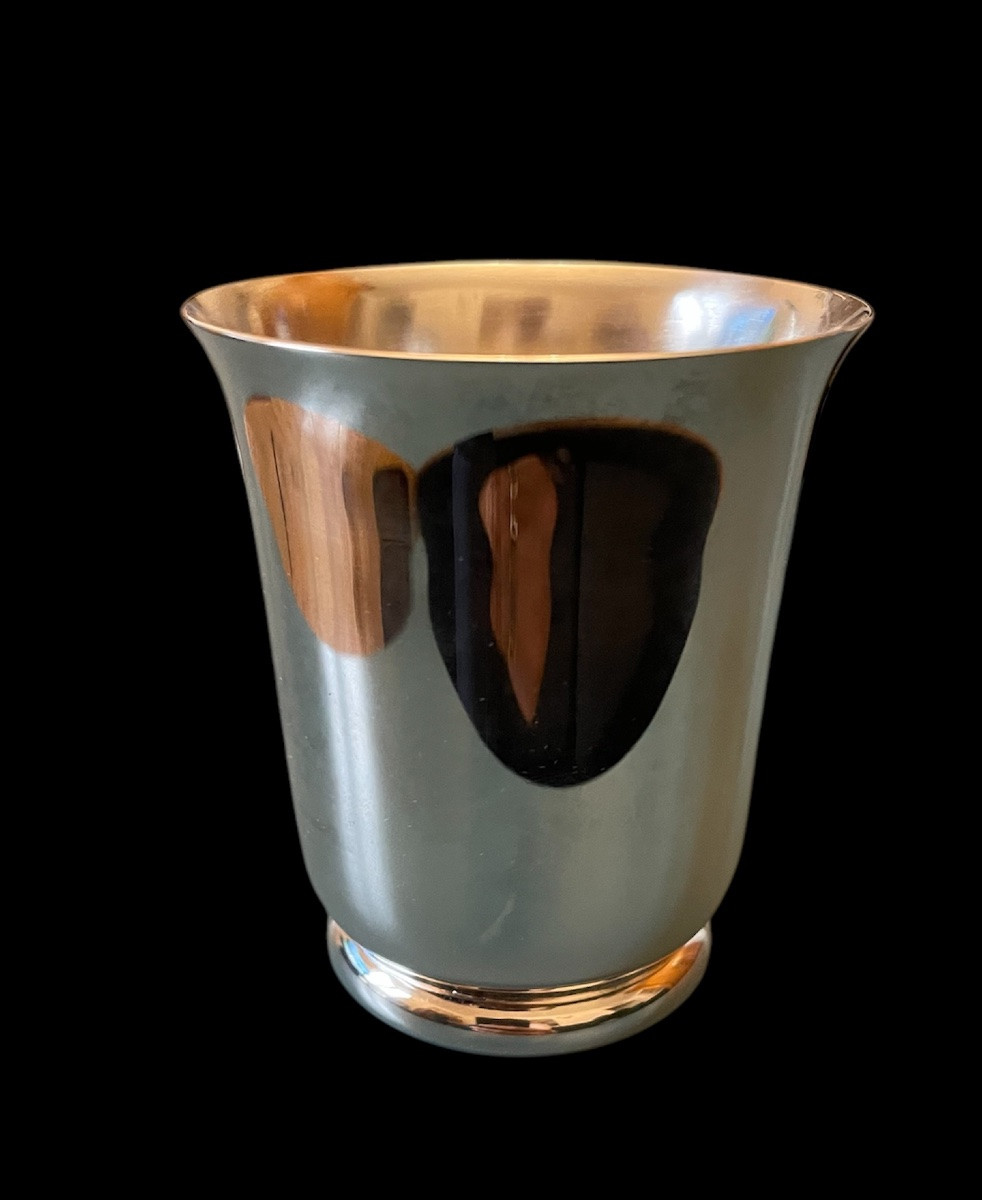 TIMBALE EN MÉTAL ARGENTÉ  MAISON CHRISTOFLE MODÈLE VERTIGO ANDRÉE PUTMAN ORFÈVRERIE  ARGENTERIE-photo-2