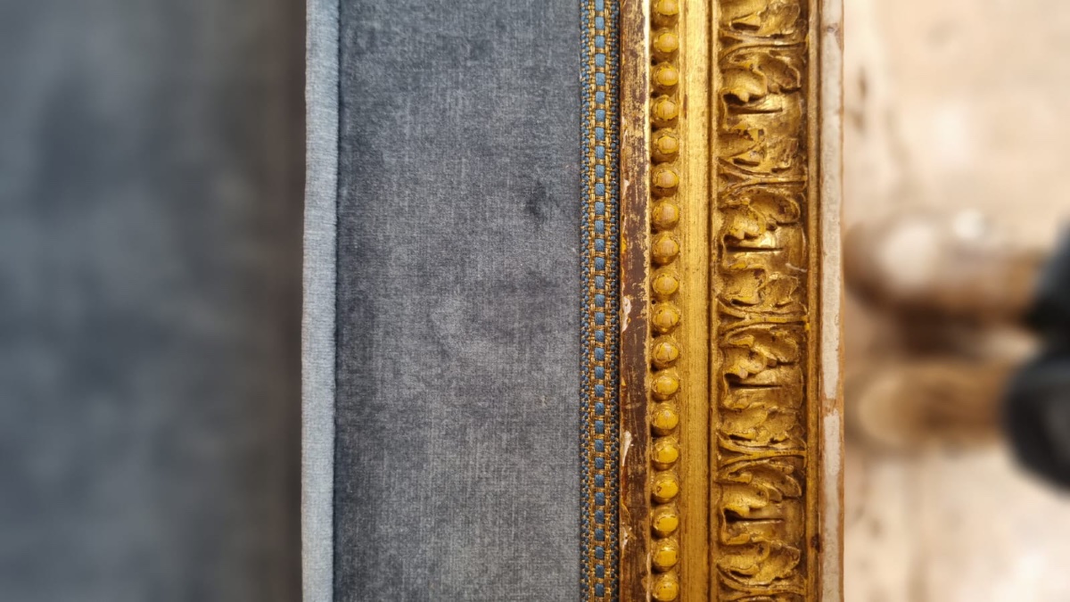 CANAPÉ EN BOIS DORÉ ET VELOURS STYLE LOUIS XVI ÉPOQUE NAPOLÉON III CANAPÉ 2 PLACES FLEUR DE LYS-photo-4