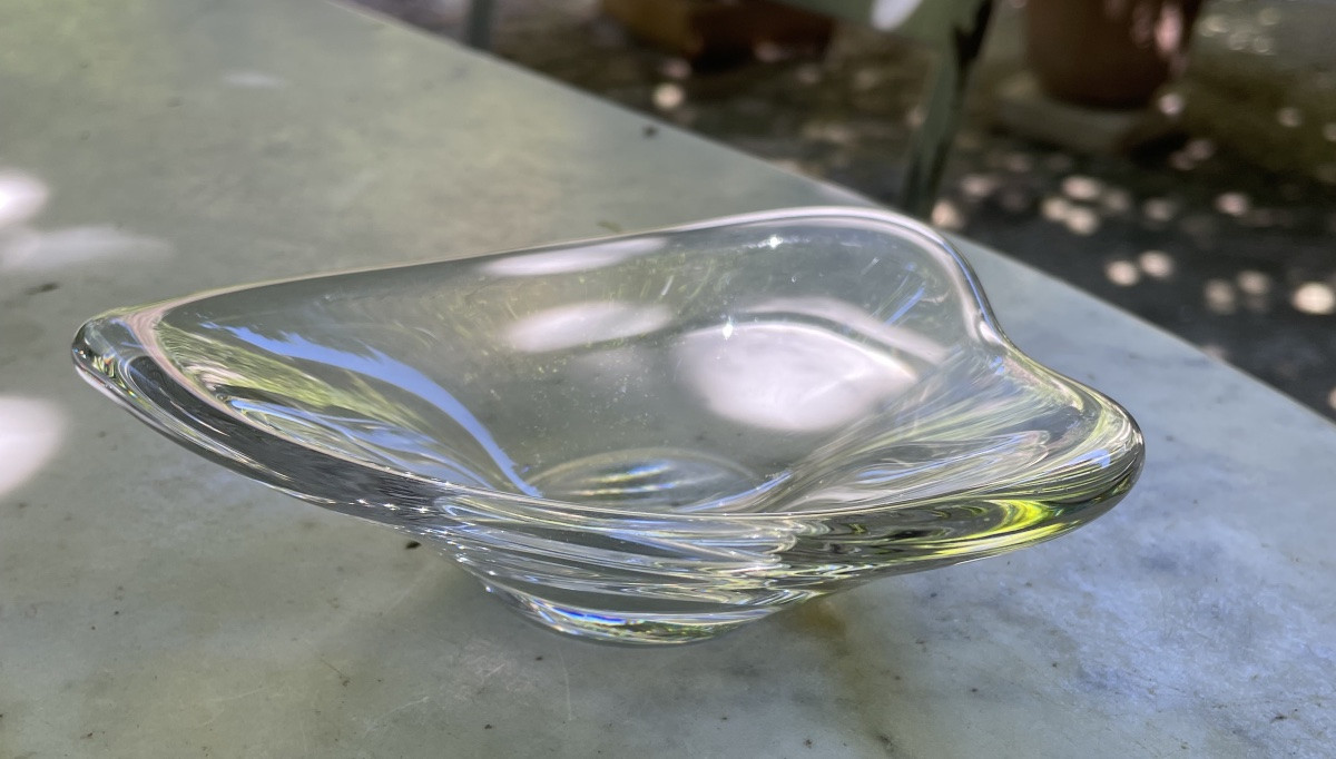 Daum Clear Crystal Pocket Tray 1950s-1960s Daum Cross Of Lorraine France  -photo-1