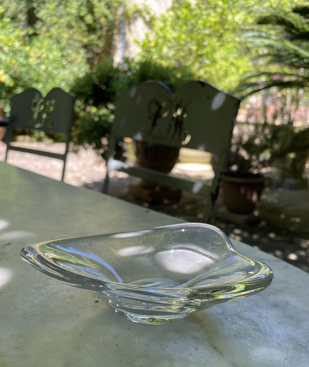 Daum Clear Crystal Pocket Tray 1950s-1960s Daum Cross Of Lorraine France  