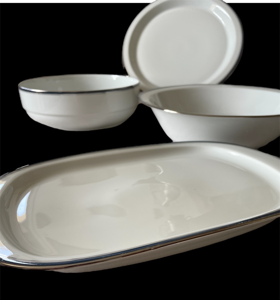 SERVICE DE TABLE HAVILAND MODÈLE SKANDIA  PORCELAINE LISERÉ BLEU ET ARGENT-photo-6
