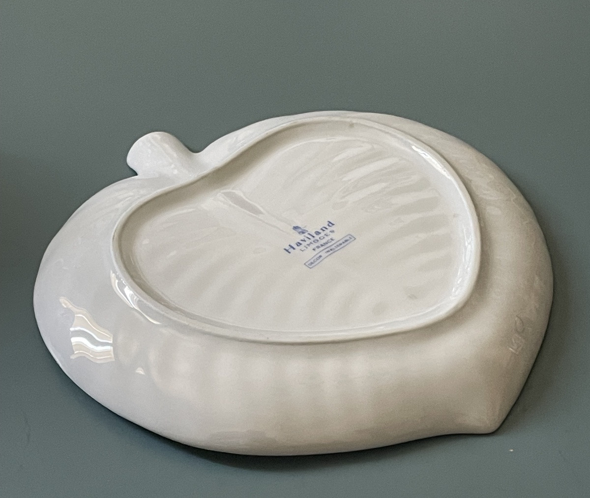 Haviland House Porcelain Tray Blue Garden Model Leaf Shape Limoges France -photo-1