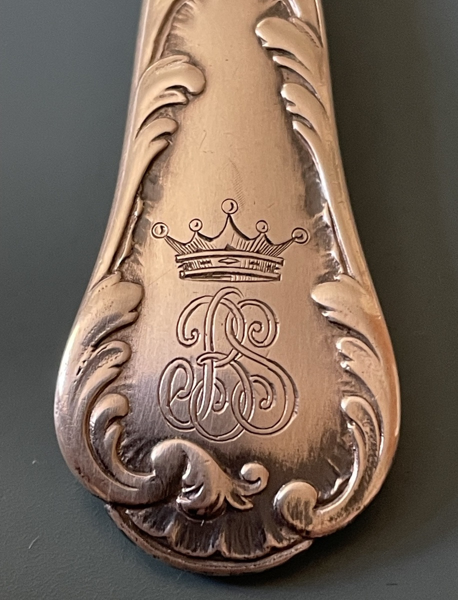 Christofle Silver-plated Appetizers Scoop Viscount Crown Noble Silverware -photo-3