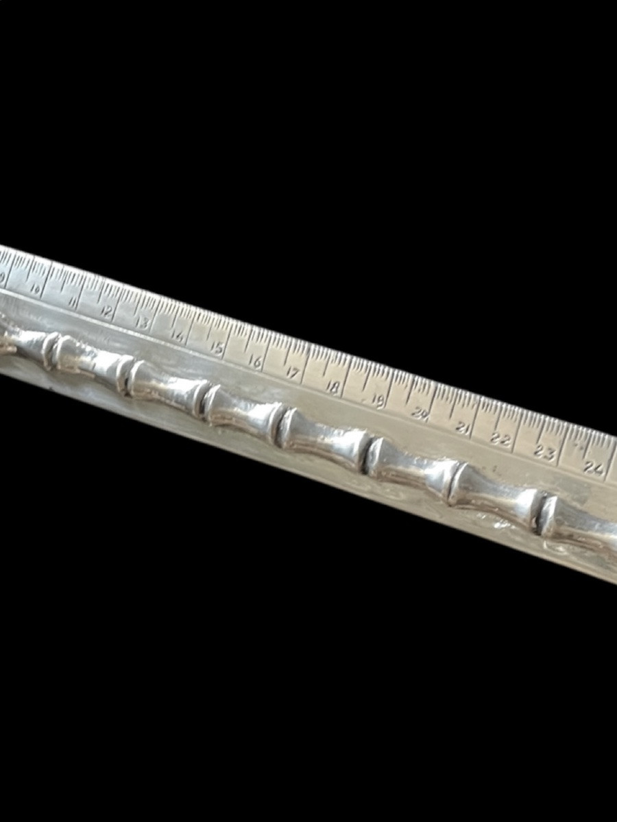 Maria Pergay Ruler For Jansen By In Silver Metal Bamboo Desk Accessory-photo-4