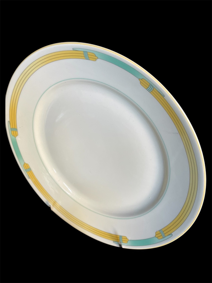 Christofle Table Set By Raynaud Iriana Model Porcelain Green Rushes 1986-photo-5