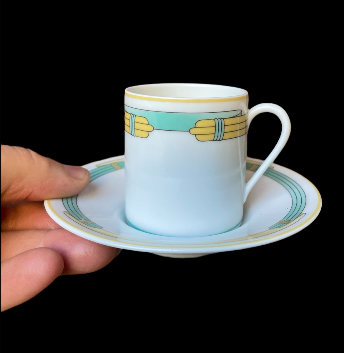  Christofle Table Set By Raynaud Iriana Model Porcelain Green Rushes 1986-photo-7