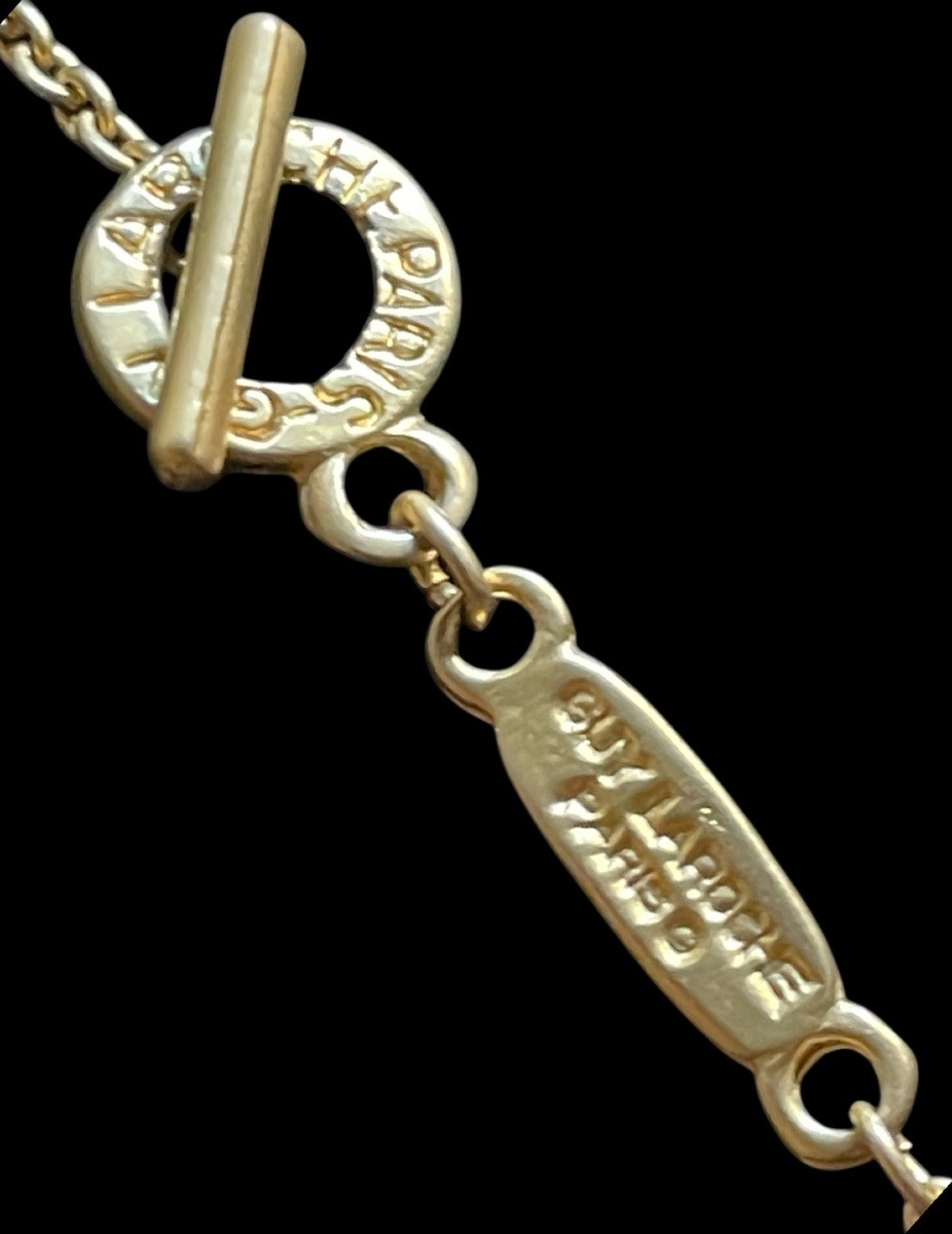 COLLIER  DE LA MAISON GUY LAROCHE EN MÉTAL DORÉ COLLIER PENDENTIF GRIFFÉ BIJOUX COUTURE PARIS -photo-3