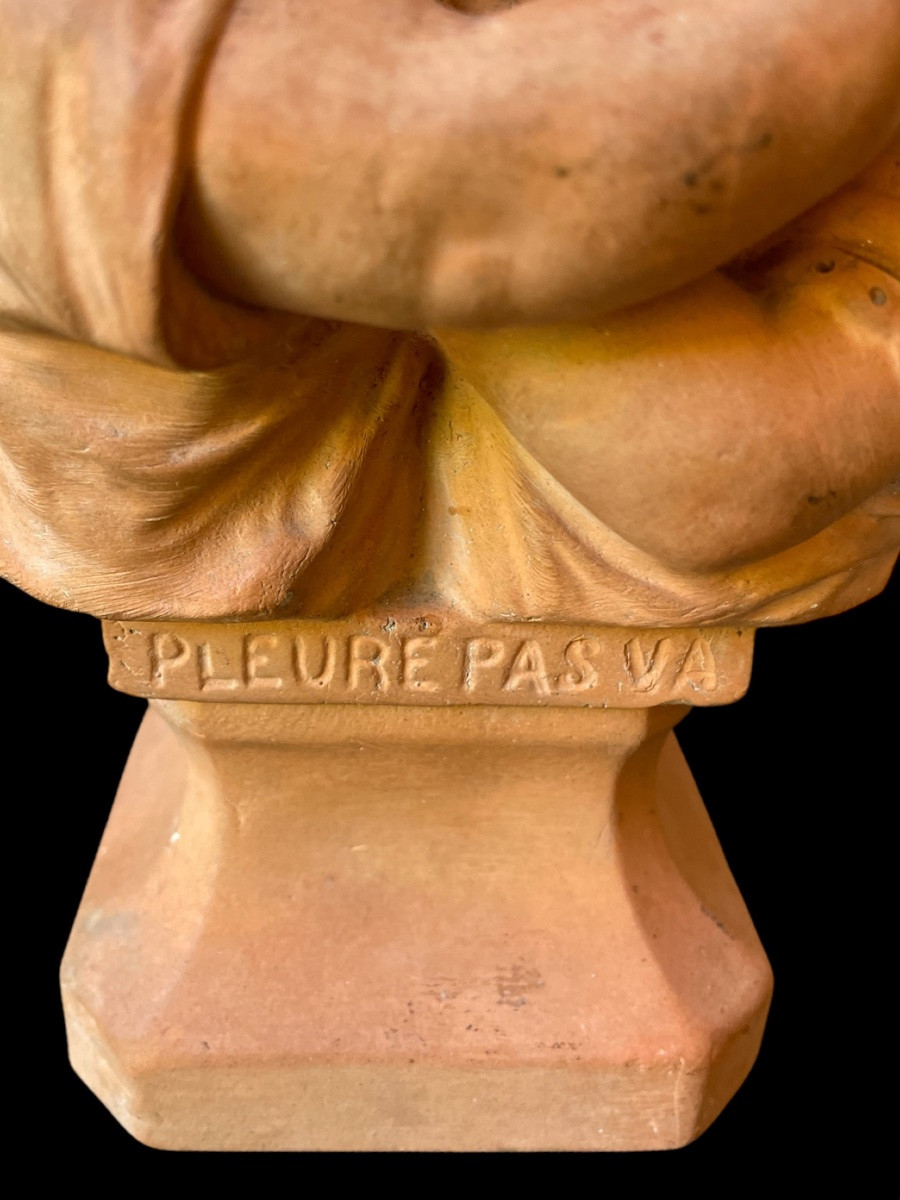 PORTE AIGUILLES EN TERRE CUITE DE L' ARTISTE POLONAIS VICTOR SZCZEBLEWSKI BUSTE ENFANTS -photo-8
