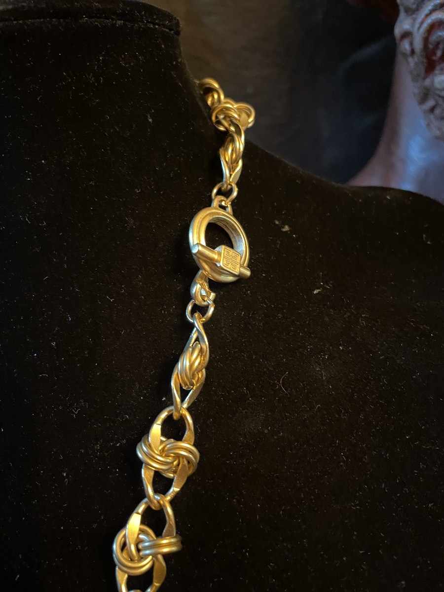 Couture Necklace From Maison Givenchy In Vintage Gold Metal 1980 Givenchy Necklace -photo-3