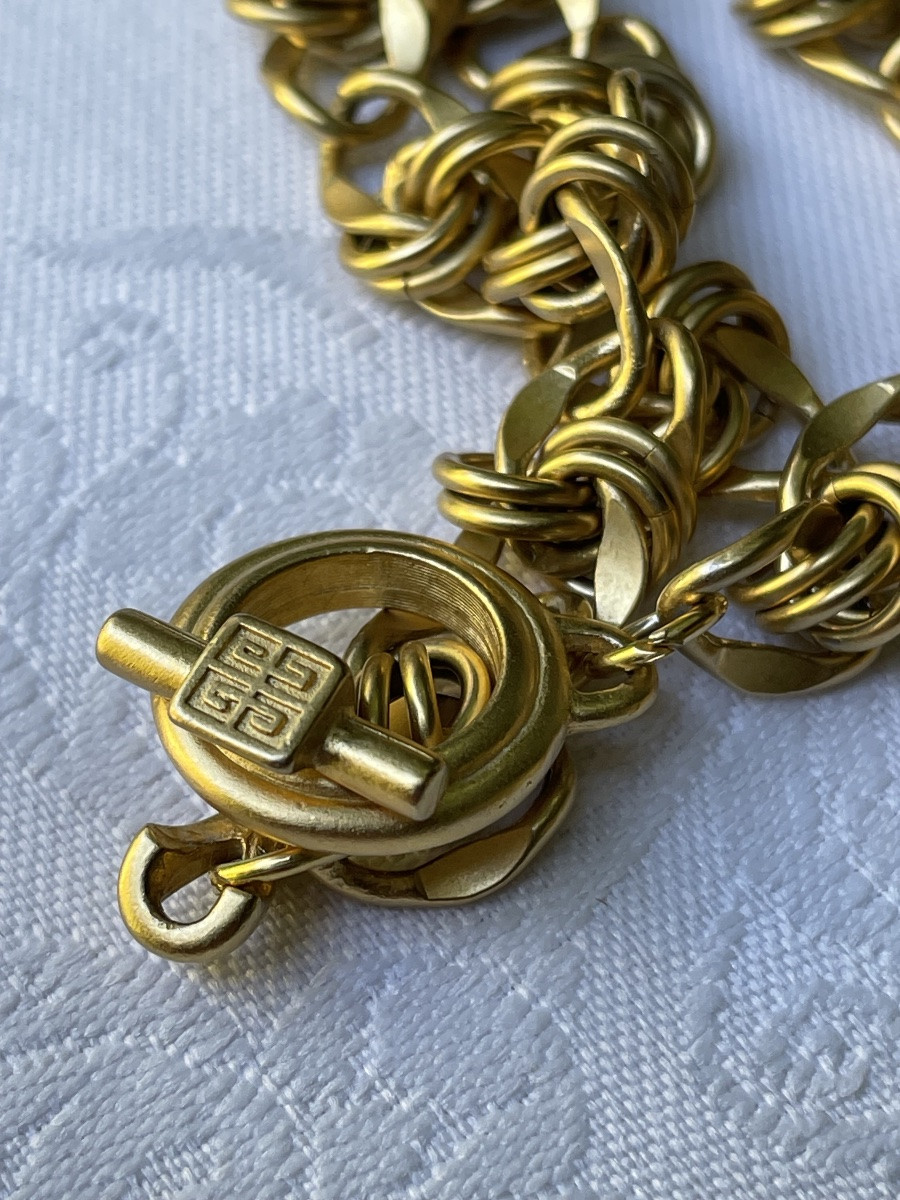 Couture Necklace From Maison Givenchy In Vintage Gold Metal 1980 Givenchy Necklace -photo-2