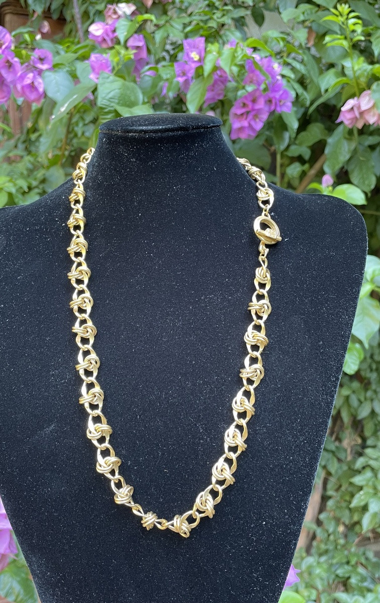 Couture Necklace From Maison Givenchy In Vintage Gold Metal 1980 Givenchy Necklace -photo-8
