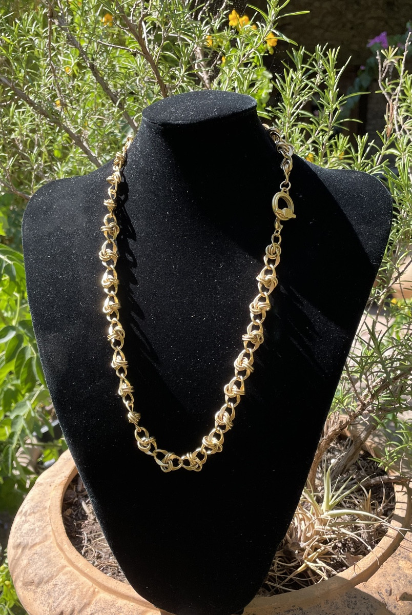 Couture Necklace From Maison Givenchy In Vintage Gold Metal 1980 Givenchy Necklace 