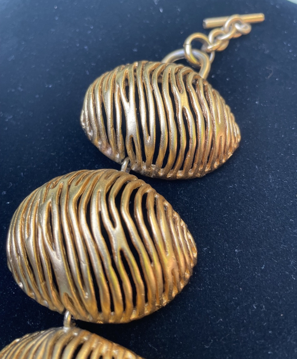 Lanvin Couture Necklace Bracelet Set In Gold Metal Germany Lanvin Vintage 1980-photo-4