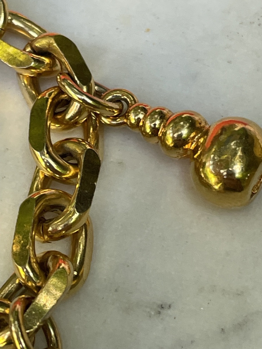 BRACELET  BRELOQUES COUTURE DE LA MAISON LORIS AZZARO EN MÉTAL DORÉ  GOURMETTE MAILLES FORÇAT-photo-3