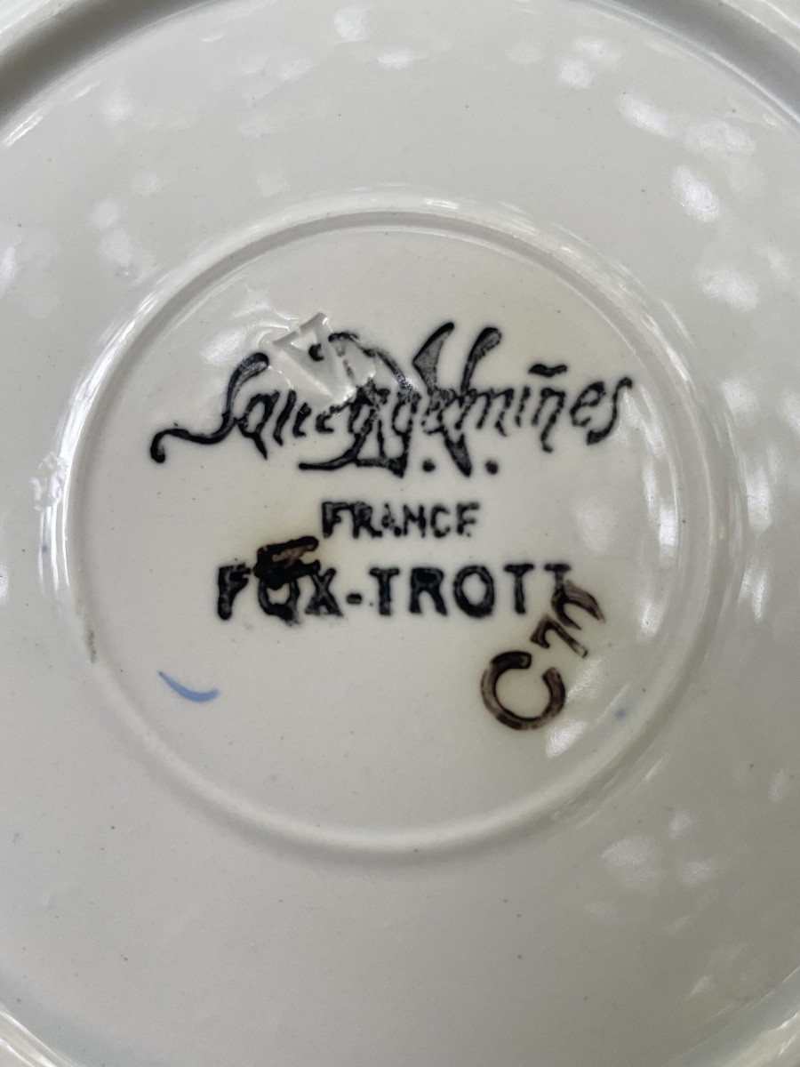 PARTIE DE SERVICE  MODÈLE FOX-TROTT EN FAÏENCE DE SARREGUEMINES VERS 1930 ART DÉCO  -photo-4