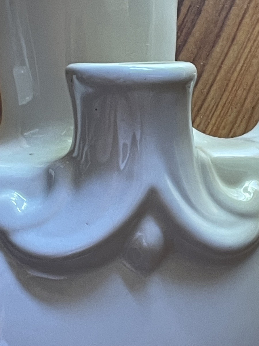 Saint-clément Earthenware Flower Vase White Earthenware Circa 1950-1960 Tulipiere -photo-2