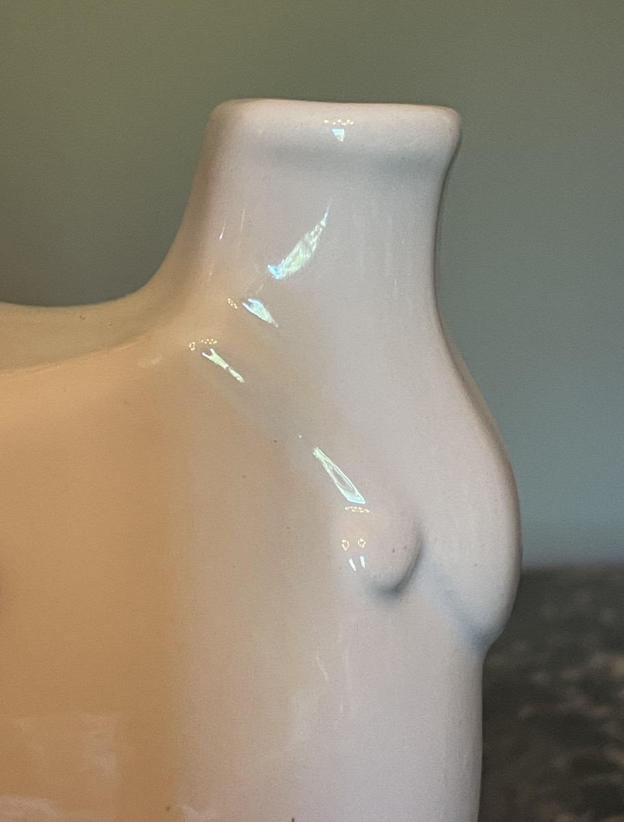 Saint-clément Earthenware Flower Vase White Earthenware Circa 1950-1960 Tulipiere -photo-8