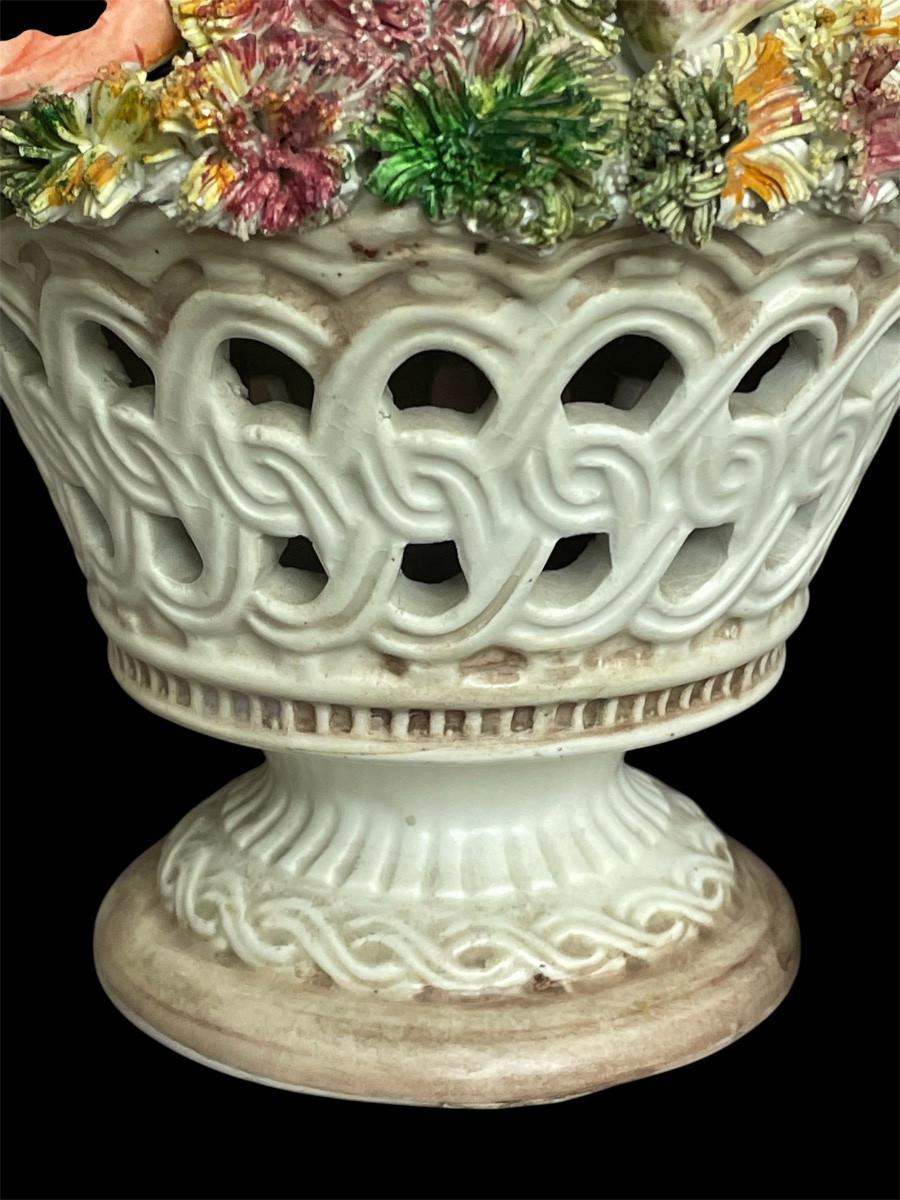 TOPIAIRE DE CHAMPIGNONS ET MOUSSE TROMPE-L'ŒIL EN PORCELAINE  TOSCANE. CÉRAMIQUE -photo-3