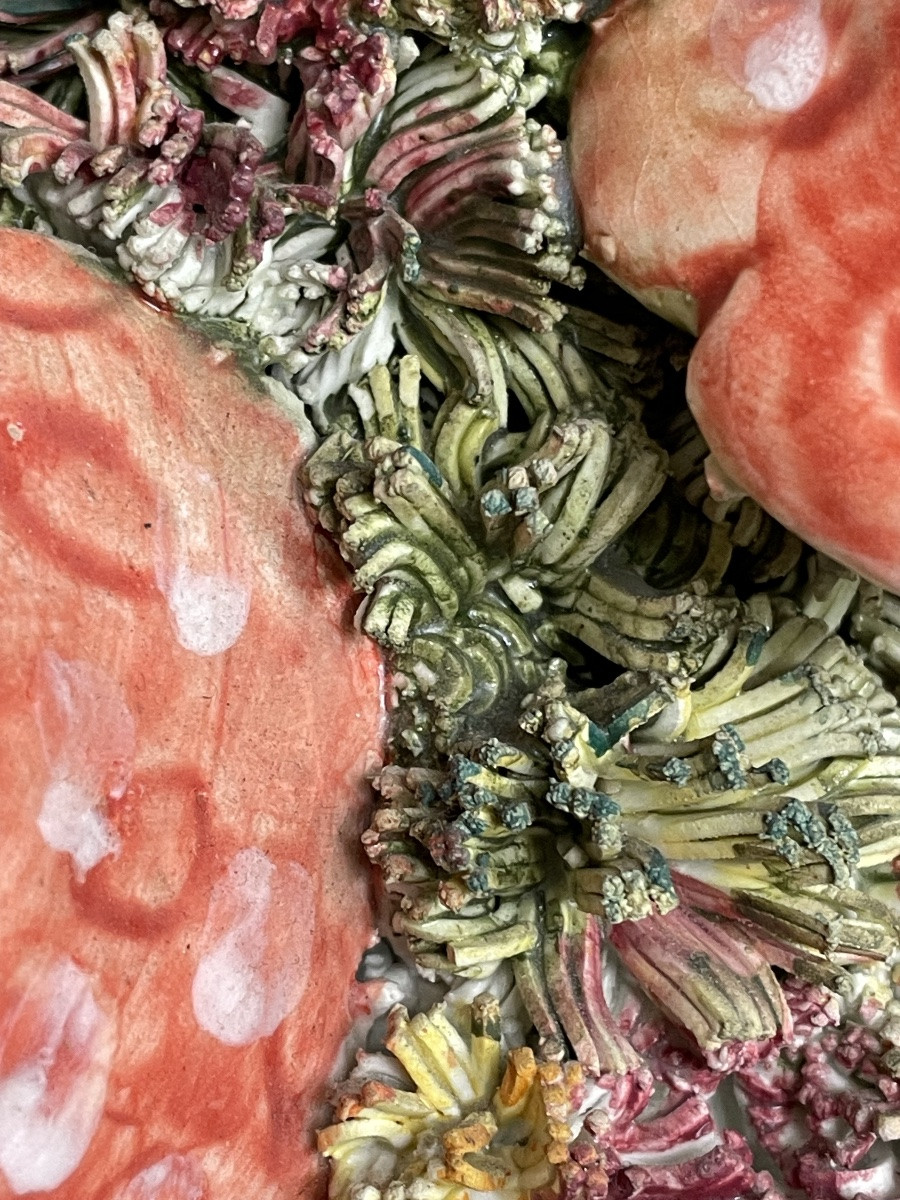 TOPIAIRE DE CHAMPIGNONS ET MOUSSE TROMPE-L'ŒIL EN PORCELAINE  TOSCANE. CÉRAMIQUE -photo-6