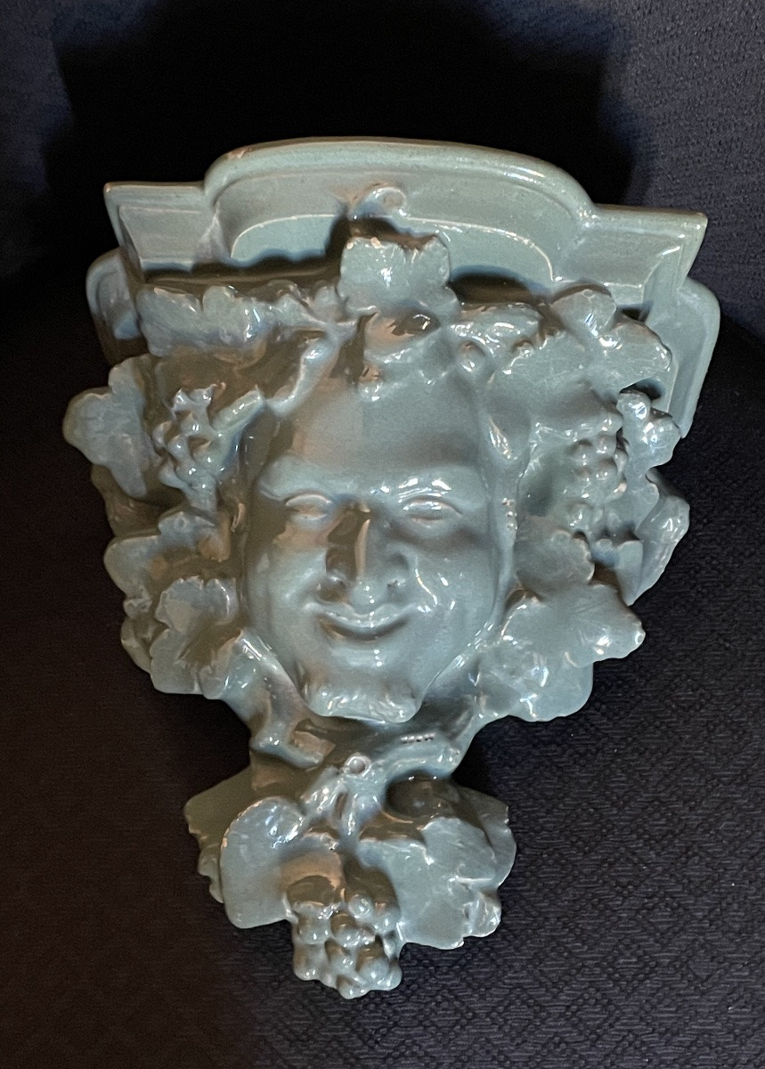 Terracotta Wall Stand Or Console   Bacchus Dyonisos Vine Grapes   -photo-8