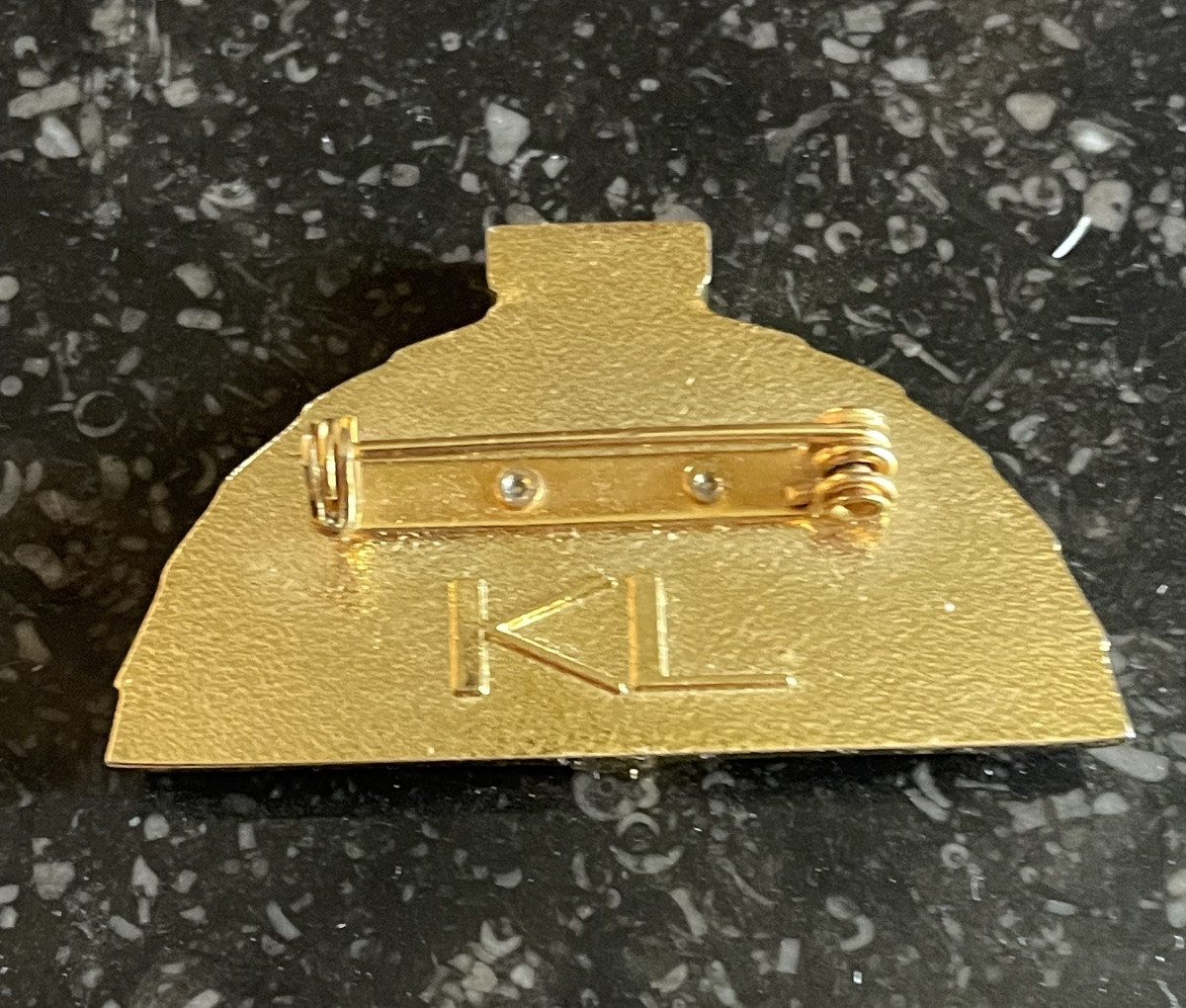Karl Lagerfeld Designed Fan Brooch Couture Jewelry In Gold Metal 1980s-photo-3