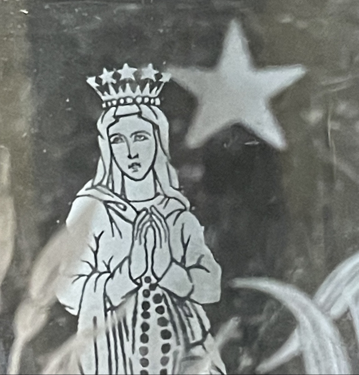 VERRE  SOUVENIR  DE NOTRE-DAME DE LOURDES EN CRISTAL VERS 1930  -photo-4