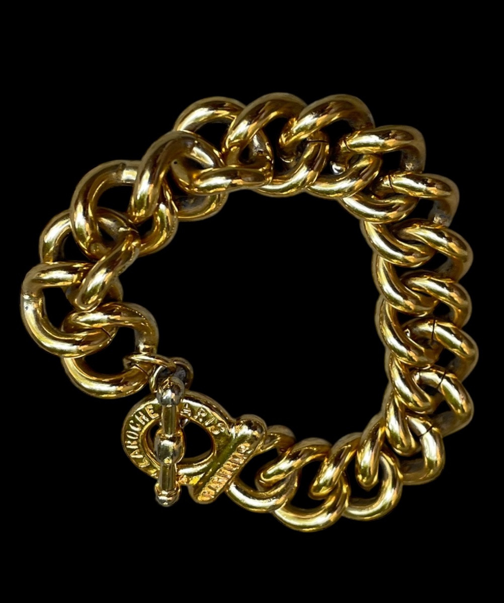 Couture Gourmette From Maison Guy Laroche In Gold Metal Bracelet With Large Vintage Links -photo-7