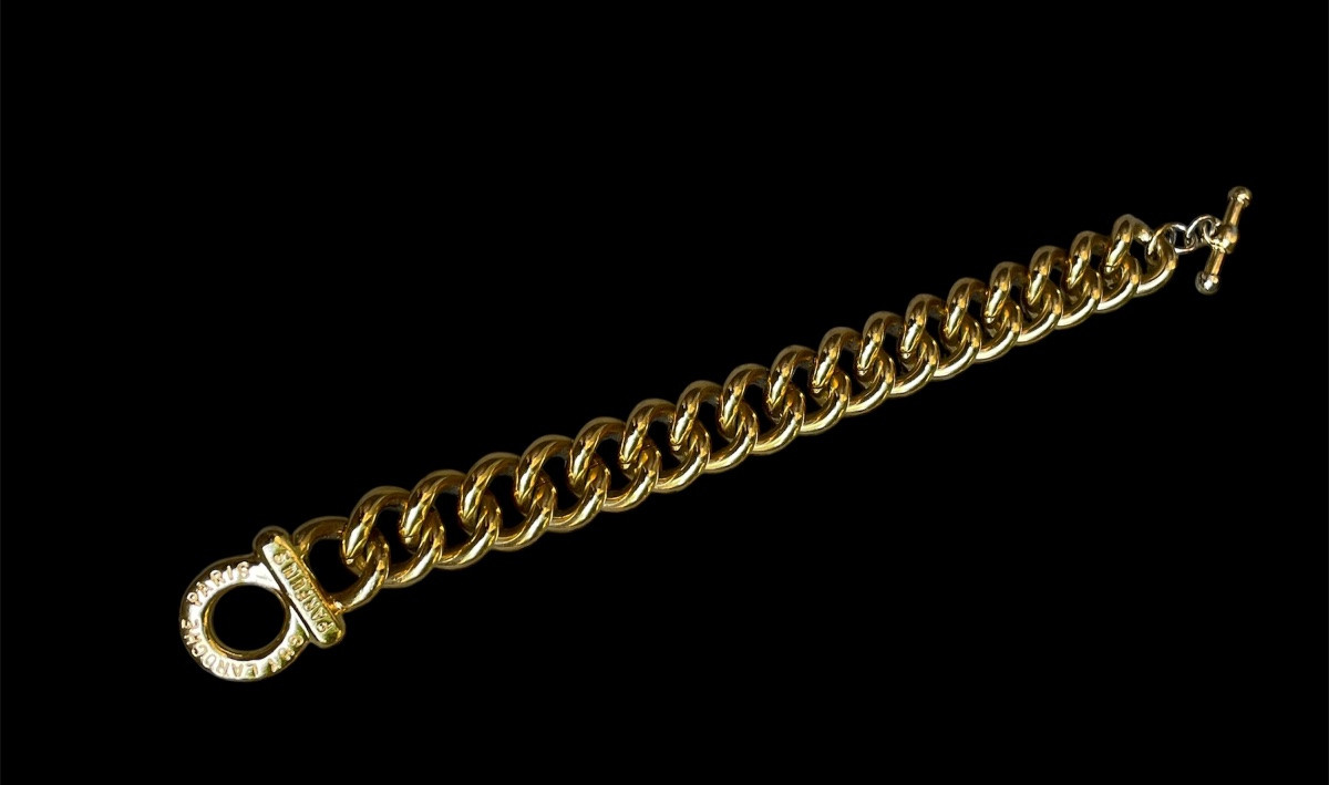 Couture Gourmette From Maison Guy Laroche In Gold Metal Bracelet With Large Vintage Links -photo-8