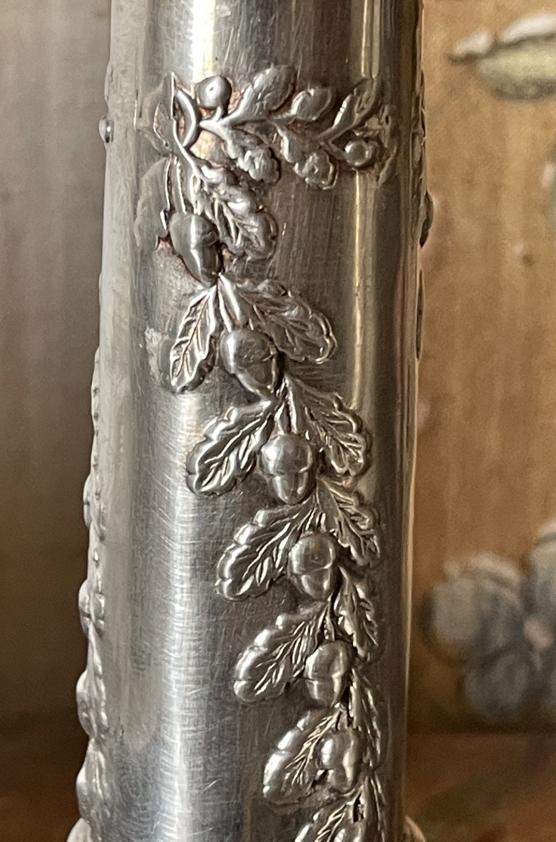 Pair Of Edwardian Silver-plated Candlesticks By John Pound & Co.-photo-2