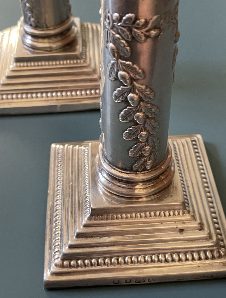 Pair Of Edwardian Silver-plated Candlesticks By John Pound & Co.-photo-1