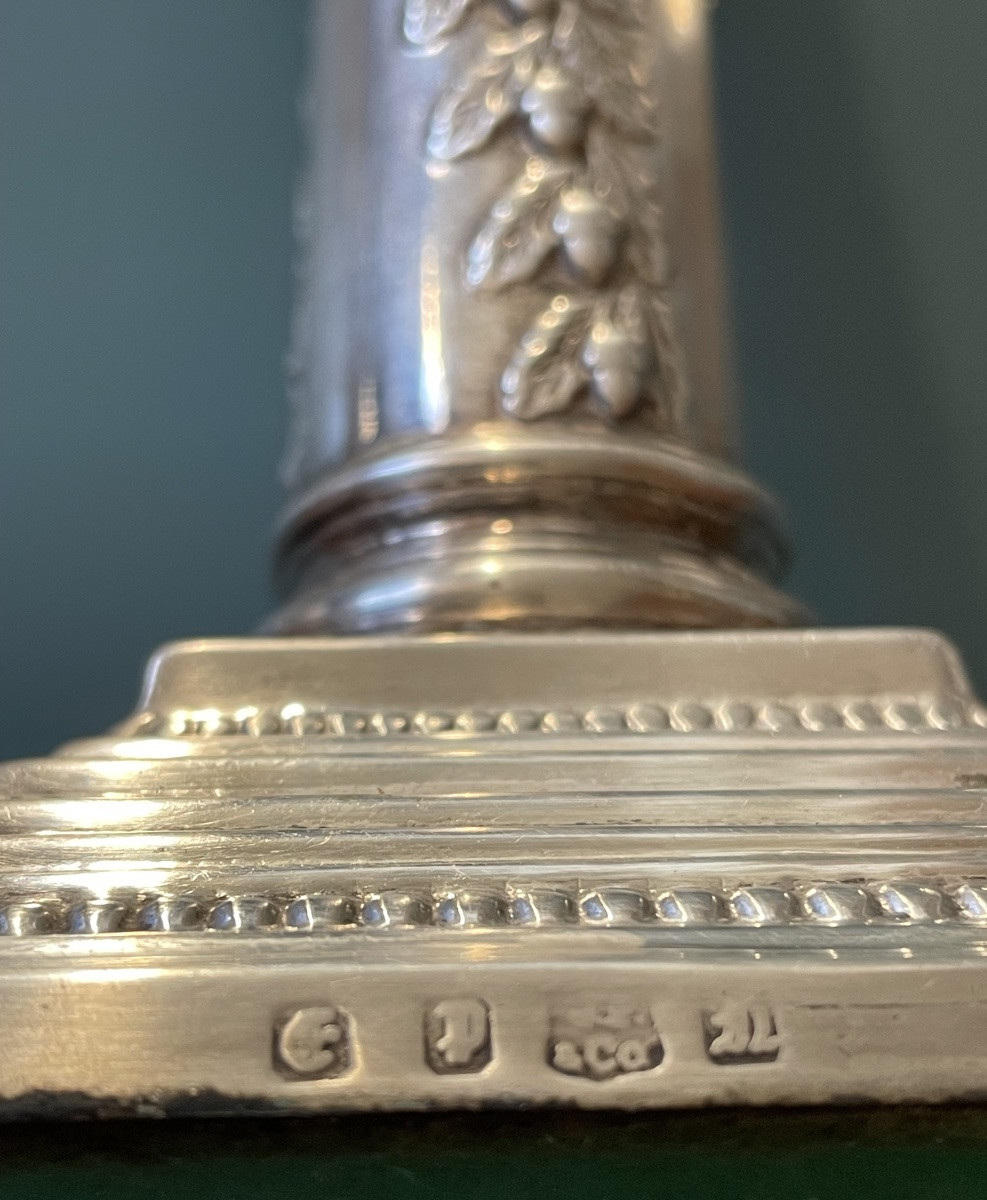 Pair Of Edwardian Silver-plated Candlesticks By John Pound & Co.-photo-2