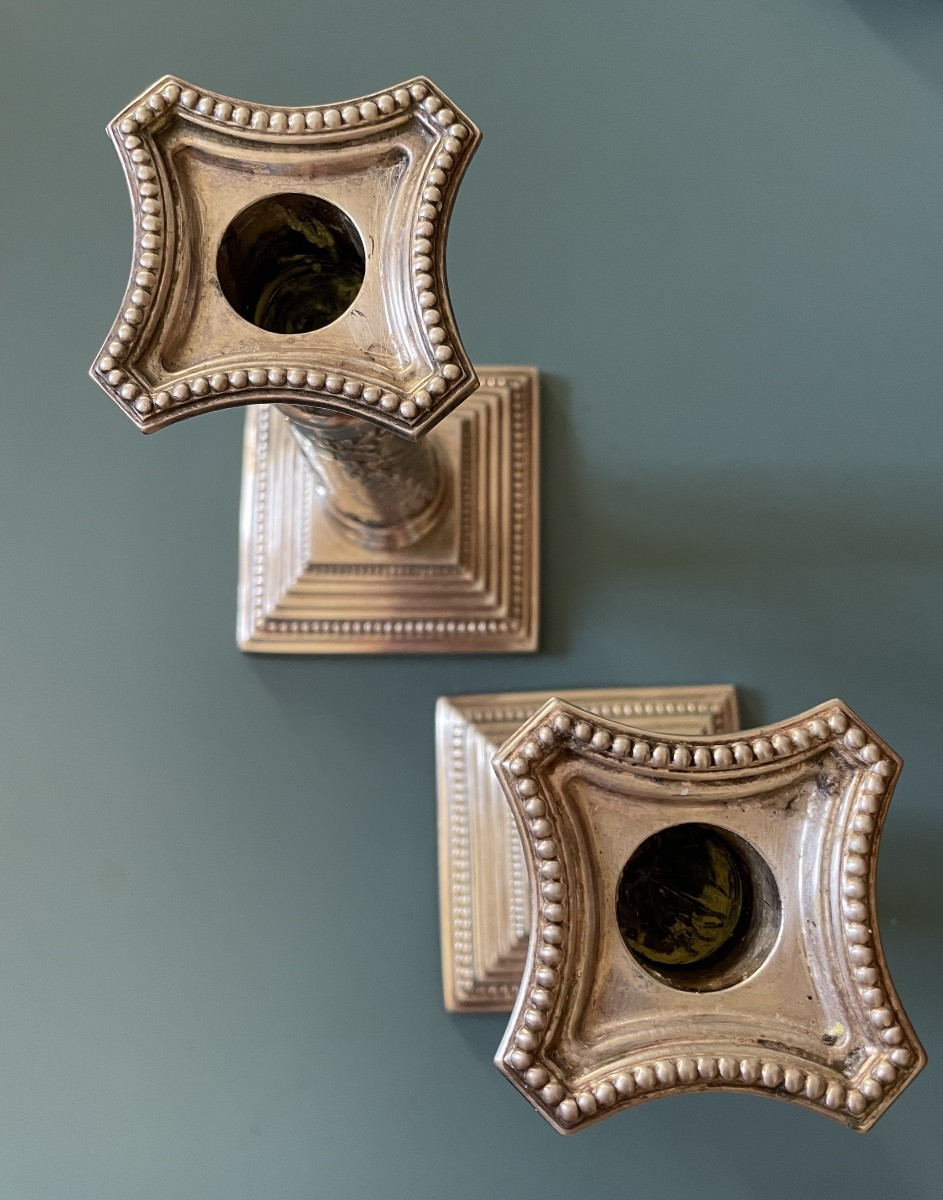 Pair Of Edwardian Silver-plated Candlesticks By John Pound & Co.-photo-4