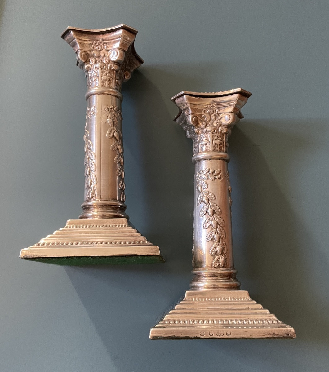 Pair Of Edwardian Silver-plated Candlesticks By John Pound & Co.-photo-5
